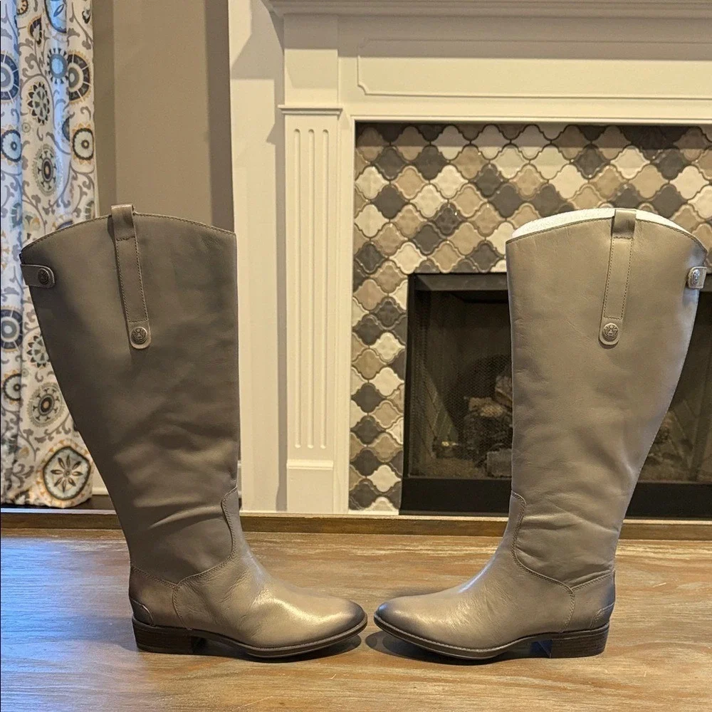 Sam Edelman Gray‎ Leather Riding Boots – Size 6W – New in Box